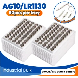 High Quality AG10 LR1130 Button Cell Battery, 1.55V for Hearing Aid, Glucose Meter, Remote Control, Car Key, Calculator