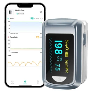 HealthTree Finger Pulse Oximeter, Blood Oxygen Saturation, SpO2 Oxymeter Bluetooth APP Control