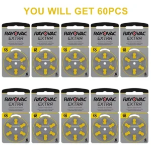 6-60 PCS Rayovac Extra Hearing Aid Batteries, Battery A10 10A PR70 10 Zinc Air Battery For Digital Hearing Aid.